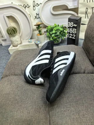 Adidas Black White Low-Top Suede-Textile Upper Lifestyle Sneakers 6