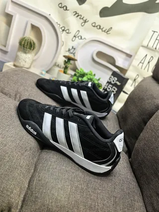 Adidas Black White Low-Top Suede-Textile Upper Lifestyle Sneakers 7