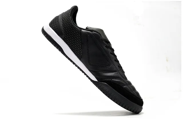 Adidas Chaussures de football indoor noir blanc cuir matelassé orteil tige maille 3