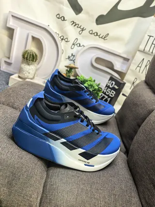Adidas Chaussures de course à talons bas en mesh et synthétique bleu noir 9