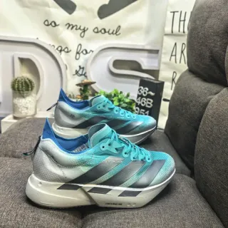 Adidas Azul Gris Gradiente Turquesa Upper Mesh Overlay Zapatos de correr