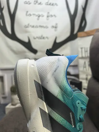 Adidas Blue Gray Gradient Turquoise Upper Mesh Overlay Running Shoes 3