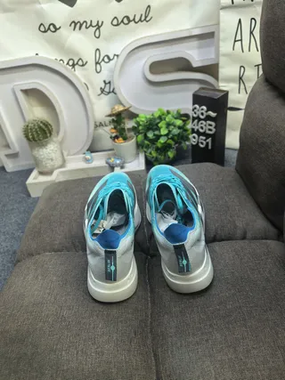 Adidas Blue Gray Gradient Turquoise Upper Mesh Overlay Running Shoes 8