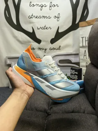 Adidas Blue Orange Sculpted Midsole Reflective Silver Panels Sneakers 5