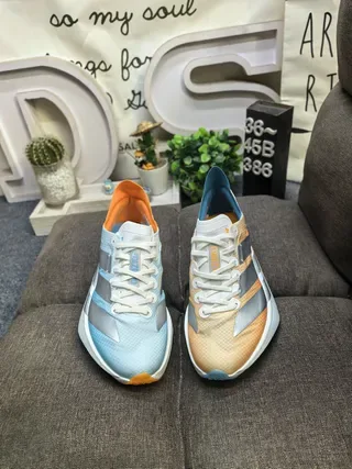 Adidas Blue Orange Sculpted Midsole Reflective Silver Panels Sneakers 10