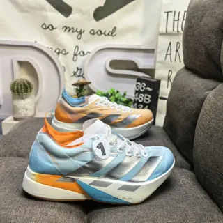 Adidas Zapatillas de running azul naranja silueta de carreras simplificada malla superior ingenieril