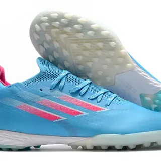 Adidas Azul Rosa Tênis de Futebol com Upper de Malha Leve Sistema de Cadarço Assimétrico Gramado Artificial