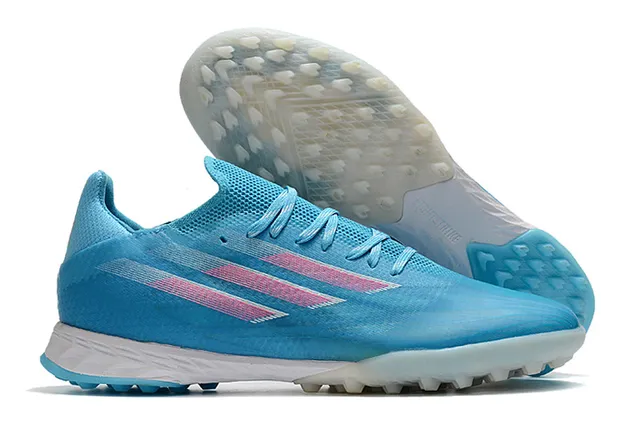 Adidas Azul Rosa Tênis de Futebol com Upper de Malha Leve Sistema de Cadarço Assimétrico Gramado Artificial 8