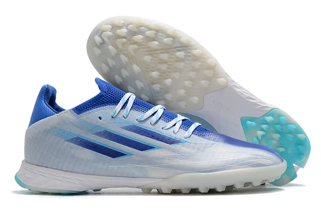 Adidas Azul Rosa Tênis de Futebol com Upper de Malha Leve Sistema de Cadarço Assimétrico Gramado Artificial 18