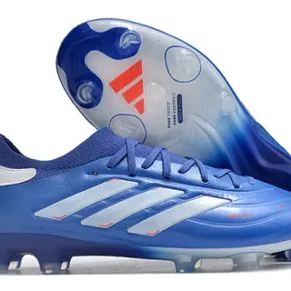Adidas Blue White Low-Cut Sock-Fit Collar Synthetic Leather Upper Firm-Ground Soccer Shoes