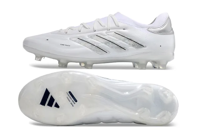 Adidas নীল সাদা নিম্ন কাট সক-ফিট কলার সিন্থেটিক লেদার আপার ফার্ম-গ্রাউন্ড ফুটবল জুতা 7