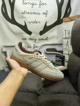 Adidas Brown Beige Woven Textile Upper Perforated Toe Lifestyle Sneakers 5