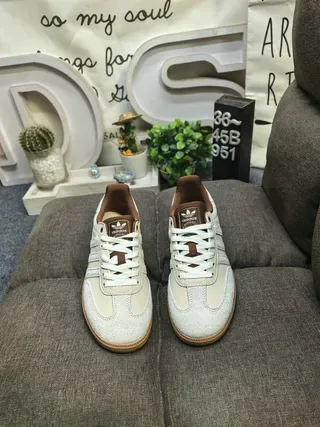 Adidas Brown Beige Woven Textile Upper Perforated Toe Lifestyle Sneakers 10