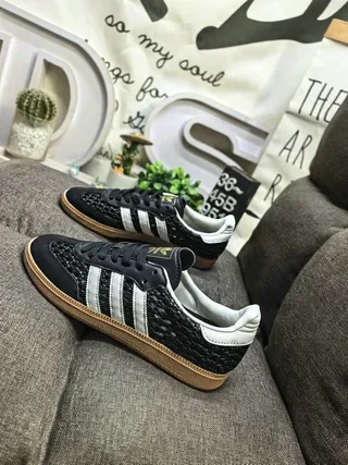 Adidas Brown Beige Woven Textile Upper Perforated Toe Lifestyle Sneakers 17