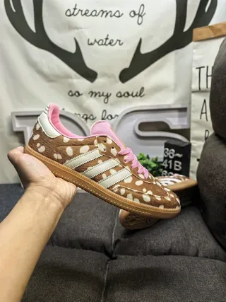 Adidas Brown Pink Spotted Upper Lining And Laces Lifestyle Sneakers 5