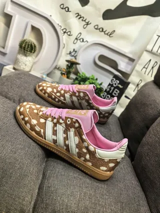 Adidas Brown Pink Spotted Upper Lining And Laces Lifestyle Sneakers 7