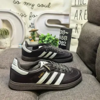 Adidas Brown White Low-Top Leather Upper Lifestyle Sneakers