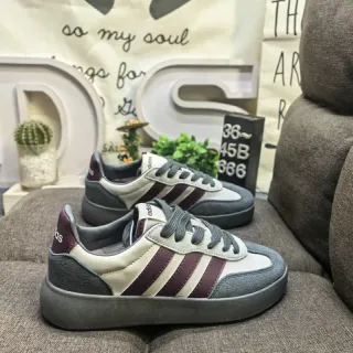 Adidas Burgundy Gray Low-Top Three-Stripe Side Panel Lifestyle Sneakers