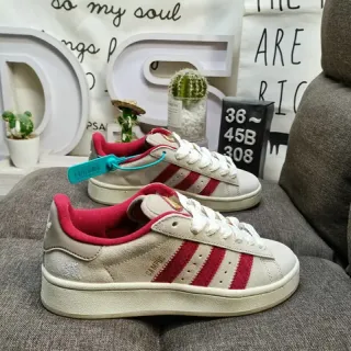 Adidas Campus Beige Red Suede Upper Three Stripes Lifestyle Sneakers