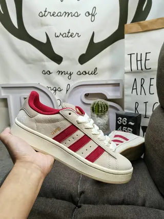 Adidas Campus Beige Red Suede Upper Three Stripes Lifestyle Sneakers 5