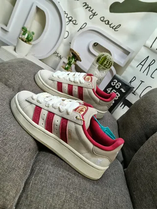 Adidas Campus Beige Red Suede Upper Three Stripes Lifestyle Sneakers 7