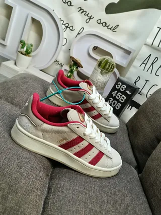 Adidas Campus Beige Red Suede Upper Three Stripes Lifestyle Sneakers 9
