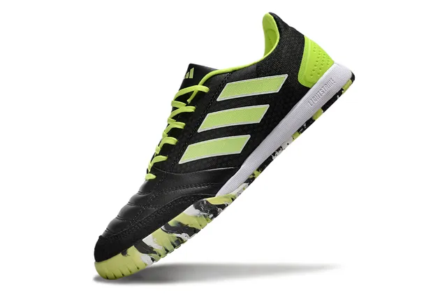 Adidas Copa Black Green Chaussures de football indoor à empeigne en cuir et mesh à col bas 3