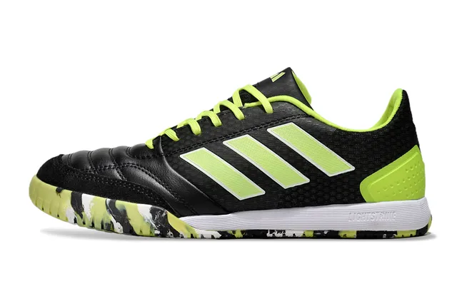 Adidas Copa Black Green Chaussures de football indoor à empeigne en cuir et mesh à col bas 6