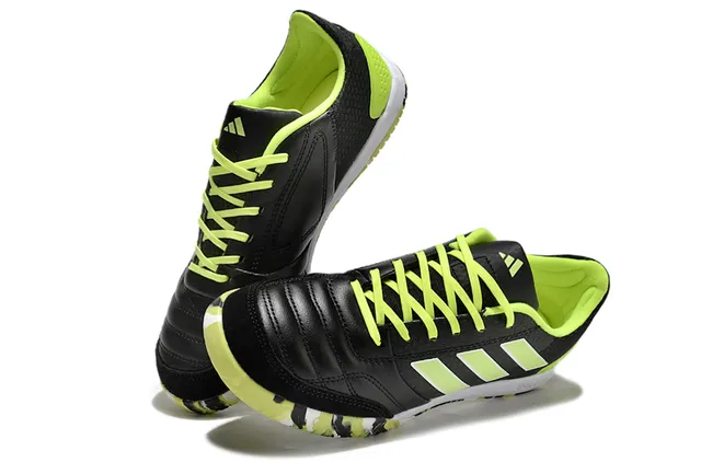 Adidas Copa Black Green Chaussures de football indoor à empeigne en cuir et mesh à col bas 7