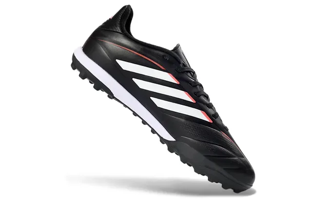 Adidas Copa Preto Branco Upper Sintético Três Rayas Branding Lateral Turf Sapatos de Futebol 2