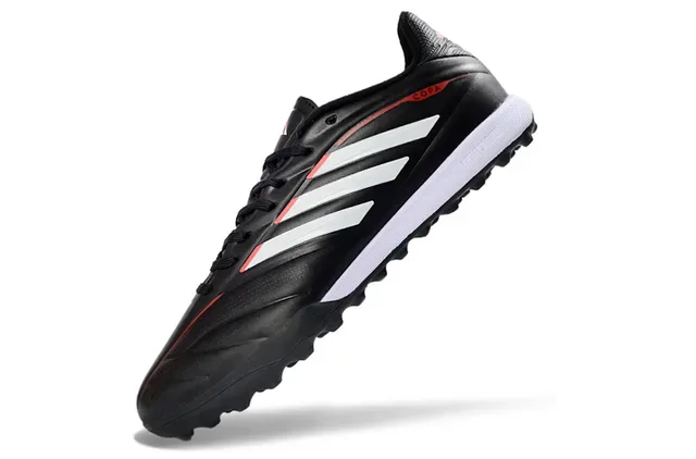 Adidas Copa Preto Branco Upper Sintético Três Rayas Branding Lateral Turf Sapatos de Futebol 3