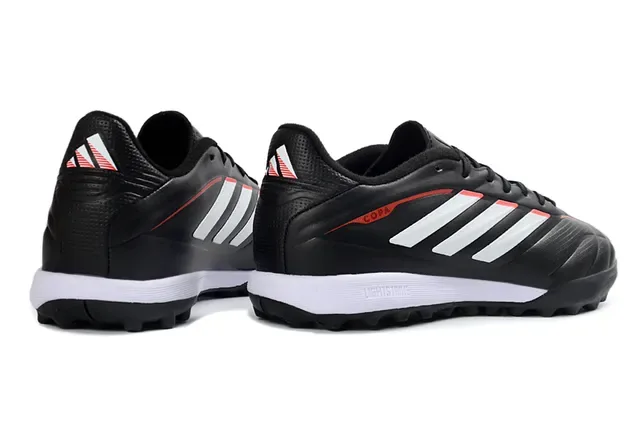 Adidas Copa Preto Branco Upper Sintético Três Rayas Branding Lateral Turf Sapatos de Futebol 5