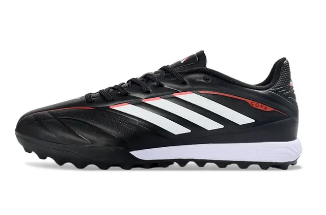 Adidas Copa Preto Branco Upper Sintético Três Rayas Branding Lateral Turf Sapatos de Futebol 7