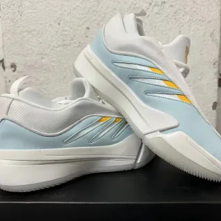 Adidas Dame 9 White Light Blue Yellow Basketball Shoes