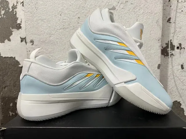 Adidas Dame 9 White Light Blue Yellow Basketball Shoes 2