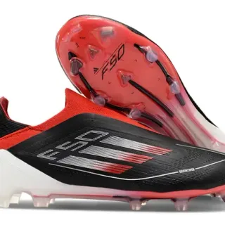 Adidas F50 Black Red Low-Cut Sock-Fit Upper Sprintweb Mesh Firm-Ground Soccer Shoes