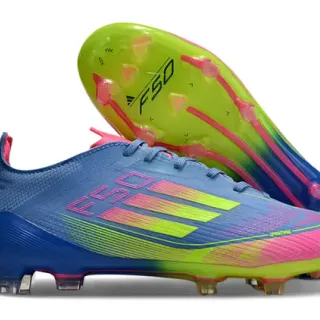 Adidas F50 Blue Multicolor Low-Cut Sock-Fit Upper Gradient Color Blocking Firm-Ground Soccer Shoes