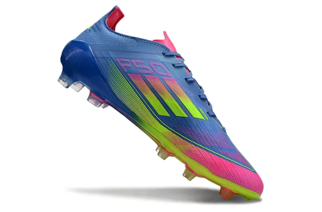 Adidas F50 Blue Multicolor Low-Cut Sock-Fit Upper Gradient Color Blocking Firm-Ground Soccer Shoes 2