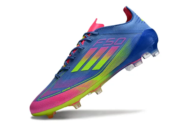Adidas F50 Blue Multicolor Low-Cut Sock-Fit Upper Gradient Color Blocking Firm-Ground Soccer Shoes 3