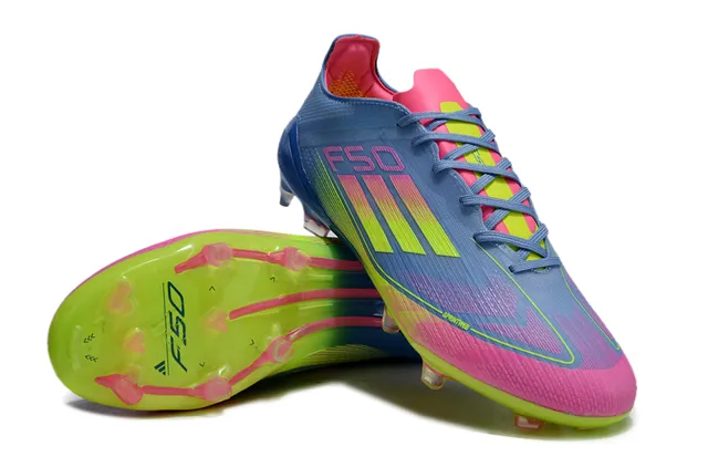 Adidas F50 Blue Multicolor Low-Cut Sock-Fit Upper Gradient Color Blocking Firm-Ground Soccer Shoes 4