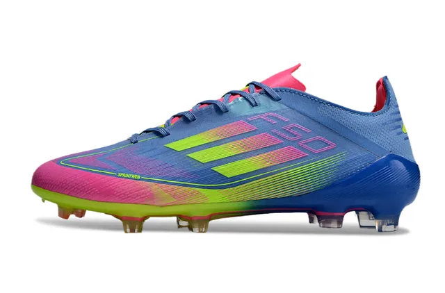 Adidas F50 Blue Multicolor Low-Cut Sock-Fit Upper Gradient Color Blocking Firm-Ground Soccer Shoes 7