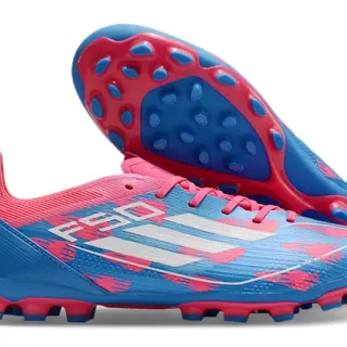 Adidas F50 Blue Pink Low-Cut Synthetic Upper Molded Conical Studs Firm-Ground Soccer Shoes