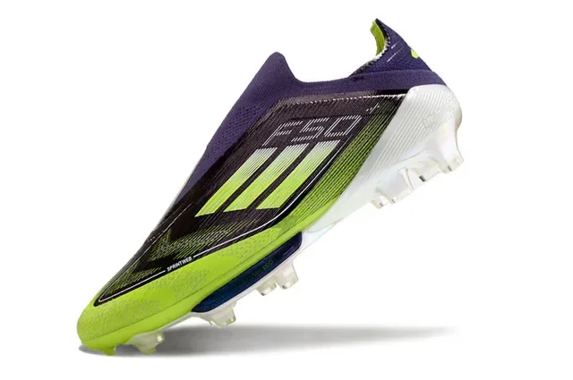 Adidas F50 Verde Púrpura Collar de Calcetín Gradiente Negro a Lima Superior Firm-Ground Zapatos de Fútbol 3