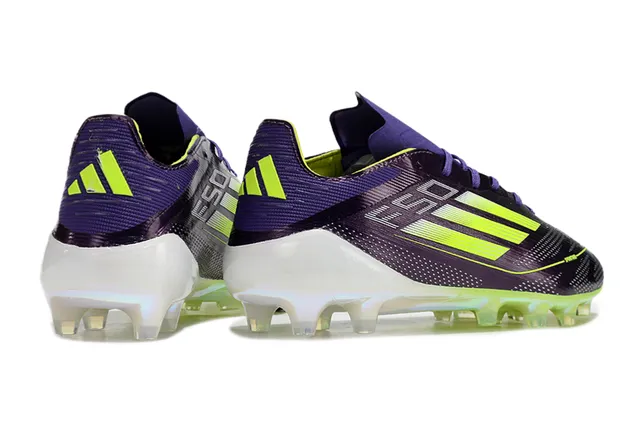 Adidas F50 Purple Green Low-Cut Synthetic Upper Neon Lime Stripe Detailing Firm-Ground Soccer Shoes 5