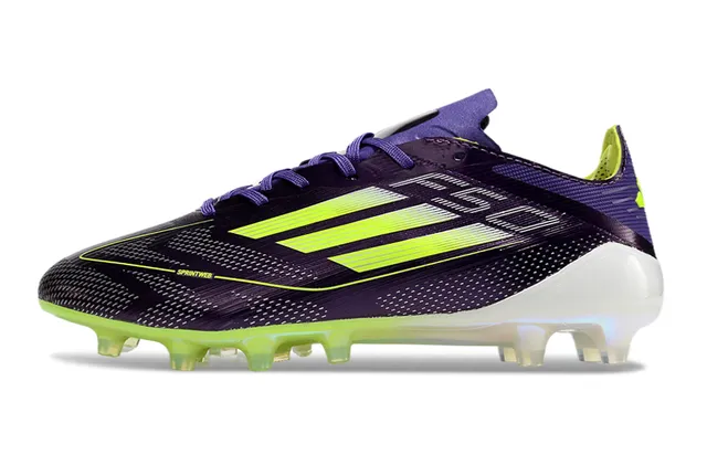Adidas F50 Purple Green Low-Cut Synthetic Upper Neon Lime Stripe Detailing Firm-Ground Soccer Shoes 7