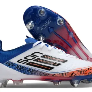 Adidas F50 White Blue Low-Cut Speed-Focused Firm-Ground Soccer Shoes