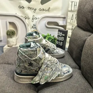 Adidas Forum Hi Currency-Print Winged Lifestyle Sneakers