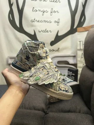 Adidas Forum Hi Currency-Print Winged Lifestyle Sneakers 5