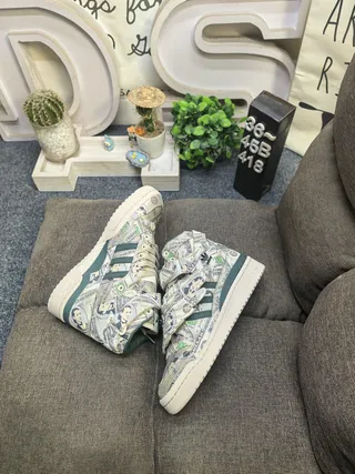Adidas Forum Hi Currency-Print Winged Lifestyle Sneakers 6