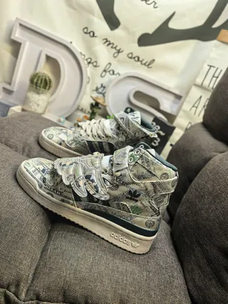 Adidas Forum Hi Currency-Print Winged Lifestyle Sneakers 7
